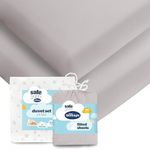 Silentnight Safe Nights Cot Bed Duvet Set & Fitted Sheet - Breathable 100% Cotton Jersey - Super Soft Kind to Skin - Bed Set Cover with Pillowcase for Toodler Child Junior Quilt - Grey Star, Grey