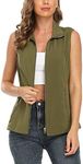 MISS MOLY Women's Lightweight Vest Casual Zipper Utility Military Vest Hiking Golf Sleeveless Jackets Army Green M