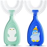 2 Pieces Kids U Shaped Toothbrush 360 Degrees Toddler Toothbrush Soft Silicone Brush Head Tooth Brush U Type Toothbrush for Toddlers Ages 2-6 (Animal Style,2-6 Years)