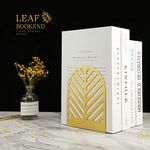 QiMing Leaf Bookends for Books,1 Pair Metal Book Holders for Office Shelves Adults & Kids Gift(Gold)