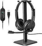 Kithouse PC Headset with Microphone USB Business Office Headset Computer Headphone With Noise Reduction Sound Card, for Skype,Online Webinar, Call Center,Video Conference Call, with Headset Stand