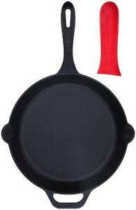 Victoria Cast Iron Skillet, Pre-Seasoned Cast Iron Frying Pan with Silicone Handle Holder, Made in Colombia, 12 Inch