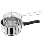 20cm Stainless Steel Chip Pan with Lid and Basket | Durable Fryer Pot for Professional Food Cooking | Suitable for Gas, Electric and Induction Stove | Easy to Clean and Dishwasher Safe