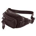 Nabob Leather Leather Fanny Pack, Hip Bum Bag Mens Waist Bag, Unisex, Travel Pouch, Multiple Pocket, Perfect for Camping, Casual Running, Hiking, Cycling, Made (Brown)