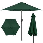 SDHYL 7.4FT Patio Umbrella Outdoor, Beach Umbrella with Crank and 6 Ribs, Cantilever Patio table Umbrella for Backyard, Garden, Deck, Pool and Beach, Dark Green