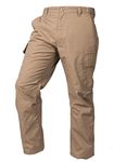 LAPG Men's Core Cargo Tactical Pants, Lightweight & Durable Ripstop Cargo Pants for Men, Stretch Waistband CCW Pants, Coyote Brown, 32W x 34L