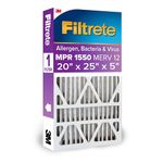 Filtrete 20x25x5 AC Furnace Air Filter, MPR 1550, MERV 12, Fit Trion Air Bear Furnace, Allergen, Bacteria & Virus, Electrostatic Air Cleaning Filter, 1-Pack (actual size 19.56 x 24.13 x 4.75)