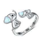 Daixiya Elephant Rings 925 Sterling Silver Opal Elephant Open Rings Elephant Jewelry Gifts for Women Girls Mom