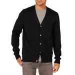 Amazon Essentials Men's Cotton Cardigan Sweater, Black, Large