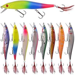Fishing Lures Hard Fishing Bait Topwater Lures Set Plugs Minnow Popper Crankbait Pencil Jerkbait with Treble Hooks for Bass Trout Walleye Saltwater Freshwater