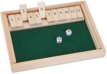 Bits and Pieces - Large Shut The Box Game - 3-in-1 Board Game - 12 Dice Board Game - Wooden Pub Tabletop Game Box - 2 Dice Included