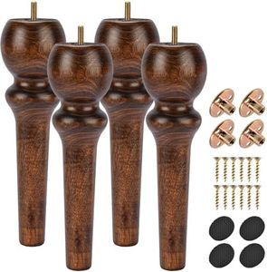 Btowin VCF Lot de 4 pieds de meubles en bois massif de 26 cm - Grande broche - Avec boulons M8 pré-percés et plaques de montage - Pour armoire, canapé, ottoman, support TV et chaises