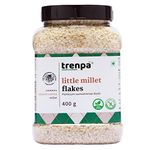 TRENPA Little/Kutki Millet Poha Flakes (Saamai/Saame), 400g | Healthy Breakfast Cereal | Diabetic - Friendly | Low Cholesterol, Gluten-Free, High-Fibre Food