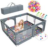 Baby Playpen, 79" X 63" Large Baby Playard Playpen for Babies and Toddlers, Play Pens for Indoor & Outdoor with 50 Ocean Balls, Anti-Fall Sturdy Safety Play Pen Play Yard with Soft Breathable Mesh