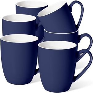 Urbanstrive 16 oz Large Coffee Mugs Set of 6 Ceramic Coffee Mug White Coffee Cups Tea Cups Idea Gift for Women Men House Warming Gifts New Home Office, 6 Pack (Dark Blue)