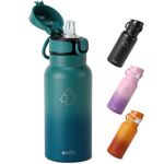 BUZIO Insulated Water Bottle 500ml - Stainless Steel Water Bottle with Straw for School - BPA Free - 100% Leak Poof - Lockable POPUP Lid - Toddler Water Bottle 500ml - Blue