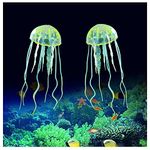 WishLotus 2 PCS Jellyfish Fish Tank Decorations, Simulation Jellyfish Plant Ornament, Fish Tank Jellyfish Glow Decorations, Fish Tank Decorations Suitable for Various Fish Tank/Aquarium (S, Yellow)