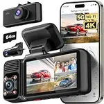 REDTIGER 4K 3 Channel Dash Cam 5G WiFi Built-in GPS, 64GB Card Include, 2160P+1080P+1080P Front and Rear Inside Loop Recording, Triple Car Camera with 3 Inch Screen, IR Night Vision, WDR, Parking Mode