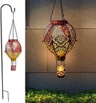 Hot Air Balloon Solar Lantern - Pathway Lights Outdoor Waterproof Shepherd Hook with Hanging Decorative Metal LED Lantern Solar Lights for Garden Patio Pathway Yard Porch