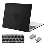 MOSISO Compatible with MacBook Air 13 inch Case M1 2021 2020 2019 2018, Plastic Hard Shell Cover for MacBook Air M1 Case 13.3 inch A2337 A2179 A1932 with Keyboard Cover&Type C Adapter, Black