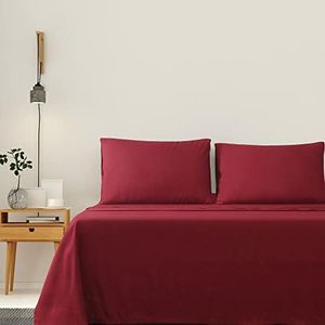 LINENOVA 4 Piece Queen Bed Sheet Set- 1200TC Ultra-Soft Microfibre Bed Sheets - Fitted Sheet & Flat Sheet & 2 Pillowcases- Wrinkle, Fade, Stain Resistant - Deep Pocket (Burgundy, Queen)