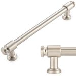 KOOFIZO Rome Bar Cabinet Pull - Brushed Nickel Furniture Hardware, 6.3 Inch/160mm Screw Spacing, 10-Pack for Kitchen Cupboard Door, Bedroom Dresser Drawer, Wardrobe