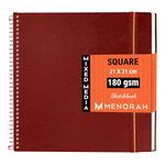 MENORAH - Artist Sketchbook - Square -180gsm - Drawing Sketch Book - 100 Pages/50 Sheets - Hard Metal Spiral Bound Drawing Book - Bright Red - Size (21.0 x 21.0 cm) Big- Art Book