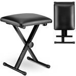 Crystals Foldable Electronic Keyboard Piano Stool and Stand Double/Single Braced X Frame Stand - Black (Music Keyboard Chair)