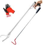 Combo Picker Tool Hook Stainless Handle with Rubber Coating Fixed Length Body for Garbage Lifting Catching Handling Grabber Separate Small Objects