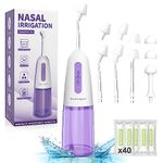 Nasal Irrigation System - Sinus Rinse Kit Cordless Sinus Cleaner Machine, Electric Neti Pot with 9 Tips and 40 Salt Packs 3 Cleaning Mode for Home Travel