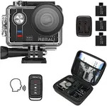 REMALI CapturePro 4K/60fps 20MP Waterproof Sports Action Camera Kit with Carrying Case + 3 Batteries, WiFi, 2" Touch Screen, 8X Zoom, Slow/Fast Motion, Remote/Voice Control, EIS, Distortion Correction