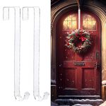 Wreath Hanger, 12” Clear Wreath Hooks for Front Door, 2 Pack Over The Door Christmas Fall Halloween Wreaths Holder, Non Scratch Wreath Hangers for Christmas Thansgiving Wreath Door Decor (White)