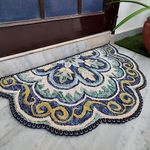 AVIONI Home Floor Mats in Beautiful Rangoli Design | Semi Round Petals | Anti Slip, Durable & Washable | Outdoor & Indoor - 55cm x 90cm (~22" x 36")