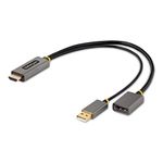 StarTech.com 1ft (30cm) HDMI to DisplayPort Adapter Cable, Active 4K 60Hz 2.0 DP 1.2 Converter, HDR, USB Bus Powered, Source Monitor for Laptops/PC (128-HDMI-DISPLAYPORT), Gray