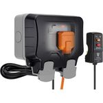 BG Electrical Outdoor Double Switched Wall Plug Socket Kit with RCD Plug and 3 Metres of Cable, Weatherproof, Nexus Storm, Grey, IP66 Rated, WP22KIT/3