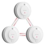 X-Sense Wireless Interlinked Smoke Alarm Detector with Sealed 10-Year Battery, Interconnected Fire Alarm Conforms to EN 14604 Standard, Link+, SD19-W, 3-Pack