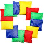 Tytroy Set of 12 Assorted Color 5" 8oz Each Strong Nylon Bean Bags for Beanbag-Toss Carnival Cornhole in Person Games Fun with Family & Friends Away from Phones TVs & Computers (12 Pack 8oz)