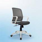 Vergo Empower Ergonomic Mid Back Mesh Office Chair | Lumbar Support, Butterfly Mechanism, Heavy Duty Nylon Base | Home Office Desk Chair, 3 Years Warranty (White & Grey)