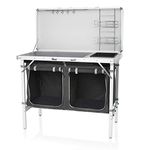 Campart Camping Kitchen Granada – Fold-out windshield – With sink, sink organizer and towelrack – 2 shelves – 4 adjustable feet – Grey – KI-0757