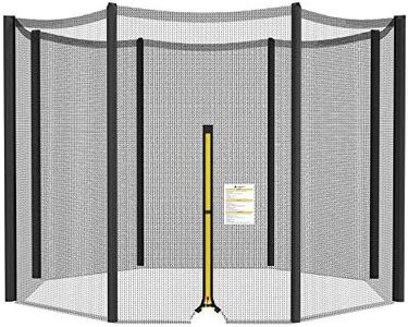 Trampoline Net Replacement 10FT 12FT 14FT 15FT 16FT Netting Replacement for Round Frame Trampolines Enclosure Net 6 Poles 8 Straight Poles Sleeve Zipper Protection Buckles