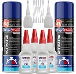 Magic Chems CA Glue with Activator (4 x 3.5 oz + 2 x 16.9 fl oz), Cyanoacrylate Glue and Activator, Super Glue with Activator, CA Glue and Accelerator (2 Pack)