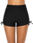 Lecieldusoir Women's Swim Shorts High Waisted Bathing Suit Bottoms Swimsuit Boy Shorts Swimwear Bikini Board Shorts Black