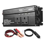 Power Inverter 12V to 240V 1500W 2 AC Sockets & 2 Cigarette Lighter Sockets Dual LED Display 4 USB Ports Car Converter