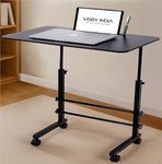 VISBY INDIA Height Adjustable Multipurpose Office Table for Home/Writing Desk for Office/Folding Table for School/Folding Study Table/Work from Home Table(60 X 60 X 40 Cm) (Black Adjustable)