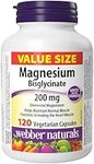 Webber Naturals Magnesium Bisglycinate 200 mg, 120 Capsules, Supports Bone and Muscle Functions, Vegan