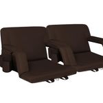 Stadium Bleacher Seats with Back Support, Reclining Chair, Padded Cushion, Armrests(Brown,2-Pack)…