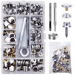 180 PCS Canvas Snap Kit for Boat Cover, Marine Grade Screws Snaps for Boat Canvas, with 3 Pcs Setting Tool - Silver