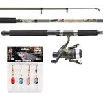 Mitchell Tanager Camo, Fishing Rod and Reel Combo, Spinning Combos, Allround Fishing, with line and lures for fishing for trout and perch, Unisex, Green camouflage, 1.8m