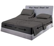 Sheets for Sleep Number Bed Split King,Split Top King Sheets for Sleep Number Bed,100% Egyptian Cotton,Dark Grey Stripe,34 Split-King,400 TC,16 Inch Deep,Split King Sheets for Sleep Number Beds