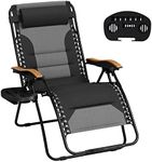 MFSTUDIO Zero Gravity Chairs, Oversized Patio Recliner Chair, Padded Folding Lawn Chair with Cup Holder Tray, Support 400lbs, Black